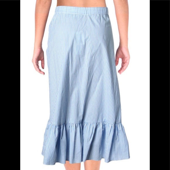 Jill Stuart Flirty Ruffled Wrap Striped Midi Skirt - Picture 2 of 2